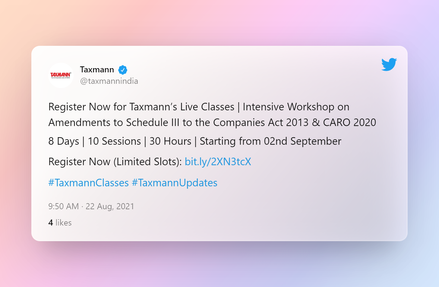 Register Now for Taxmann’s Live Classes