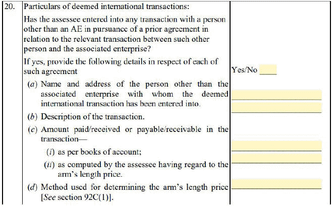 Clause 20 of Form 3CEB