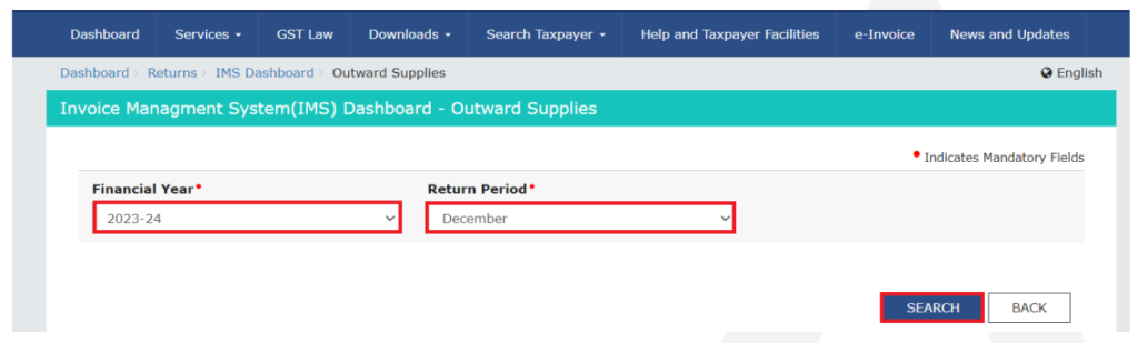 IMS Workflow – Outward Supplies